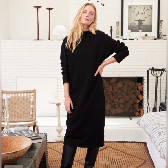Frank & Eileen Isabelle Funnel Neck Maxi Dress Triple Fleece Black Size S - Picture 1 of 10